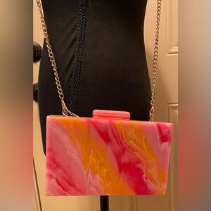Pink and Orange Marbleized Crossbody Bag